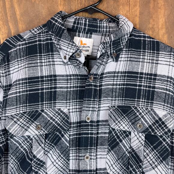 Field & Stream Mens Shirt Gray Blue Plaid Fleece Button Down Front Pockets Small - Picture 2 of 13